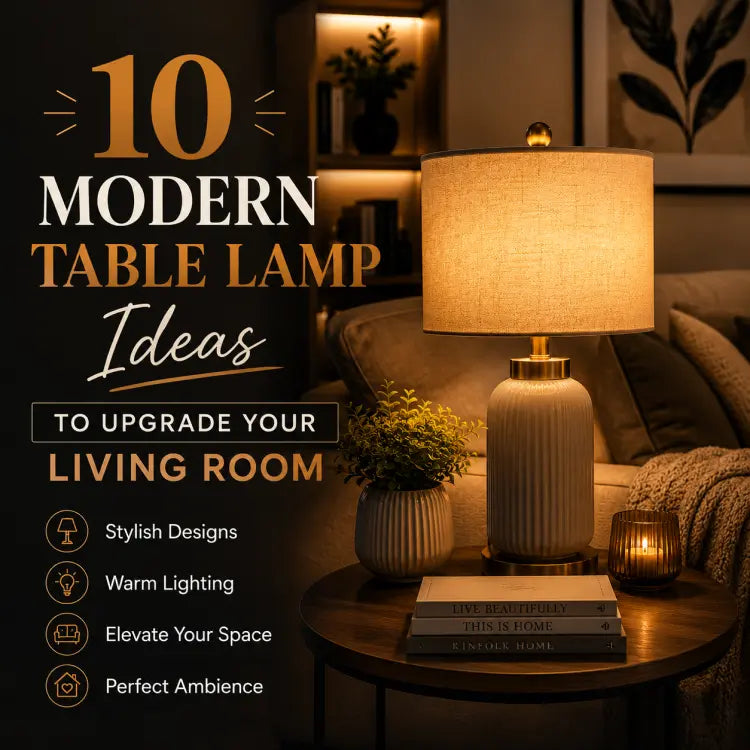 Modern table lamp ideas for living room featuring stylish contemporary table lamps with warm ambient lighting, elegant home decor, and cozy interior design inspiration