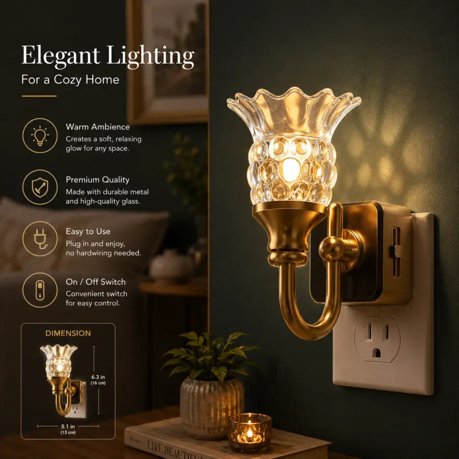 3000K LED Floral Plug-In Night Light Auto Sensor Wall Night Light with 0–100LM Adjustable Brightness for Bedroom, Hallway & Stairway