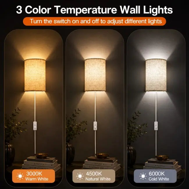 Battery Operated Wall Sconces Set of 2 with Remote & Rechargeable LED