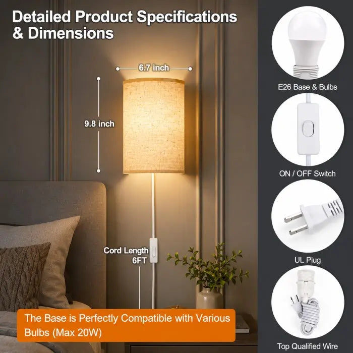 Battery Operated Wall Sconces Set of 2 with Remote & Rechargeable LED