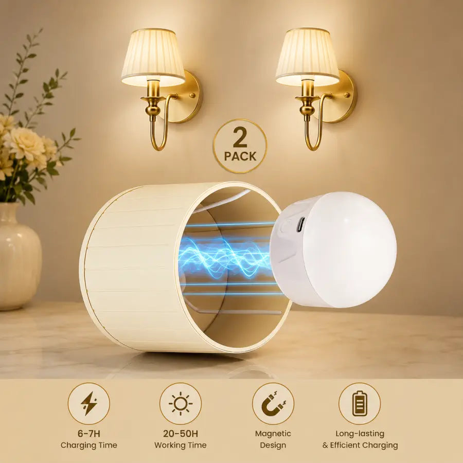 Cordless Gold Wall Sconces Set of 2 – Rechargeable 6000mAh Magnetic Wall Lights with Remote, Dimmable RGB Lighting for Bedroom & Living Room