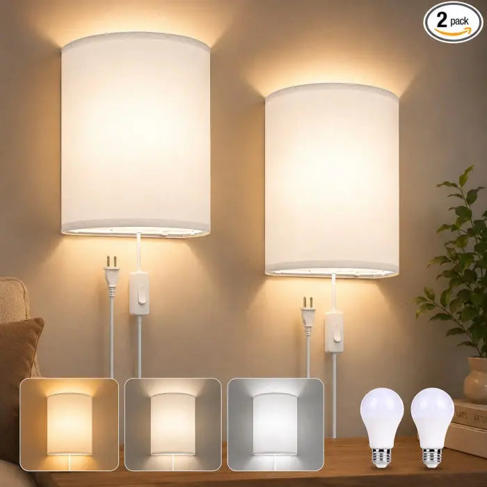 Battery Operated Wall Sconces Set of 2 with Remote & Rechargeable LED