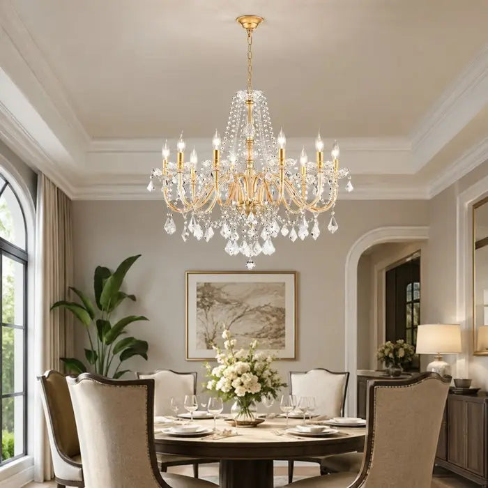 Modern 10-Light Chrome Crystal Chandelier for Dining Room, Luxury Large Pendant Ceiling Light Fixture for Living Room, Bedroom, Foyer & Entryway