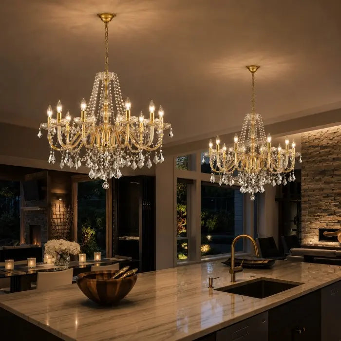 Modern 10-Light Chrome Crystal Chandelier for Dining Room, Luxury Large Pendant Ceiling Light Fixture for Living Room, Bedroom, Foyer & Entryway