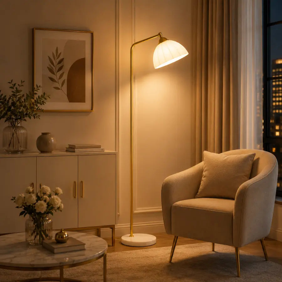 Modern 63" Floor Lamp with Marble Base – Adjustable Color Temperature Standing Lamp for Living Room, Bedroom, Office & Classroom