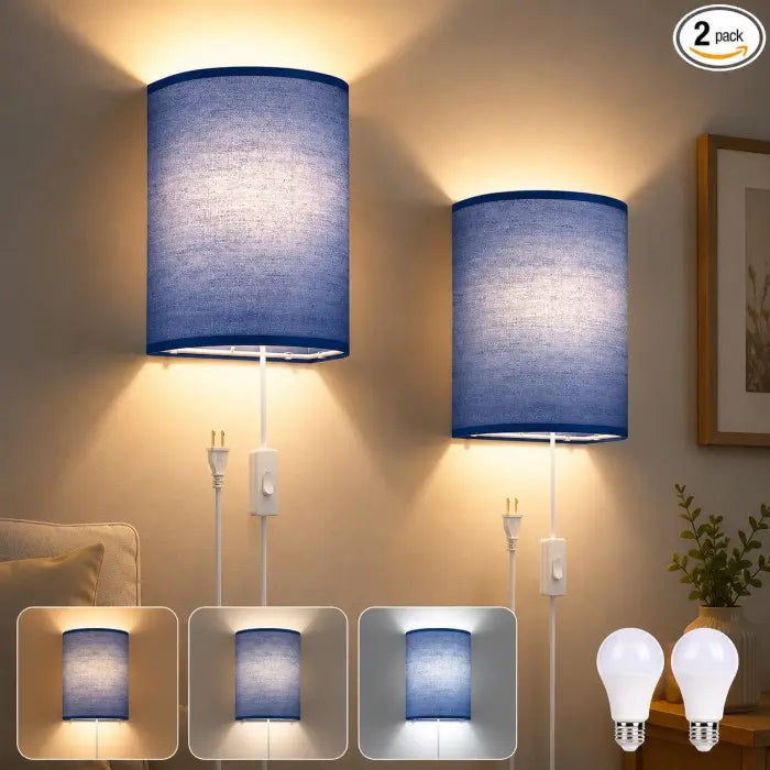 Battery Operated Wall Sconces Set of 2 with Remote & Rechargeable LED
