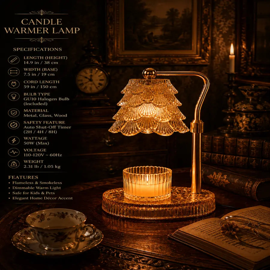 Candle Warmer Lamp with Timer & Dimmer | Height Adjustable Amber Candle Warming Lamp for Jar Candles