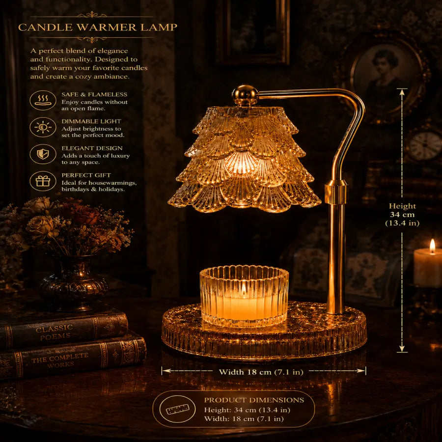 Candle Warmer Lamp with Timer & Dimmer | Height Adjustable Amber Candle Warming Lamp for Jar Candles