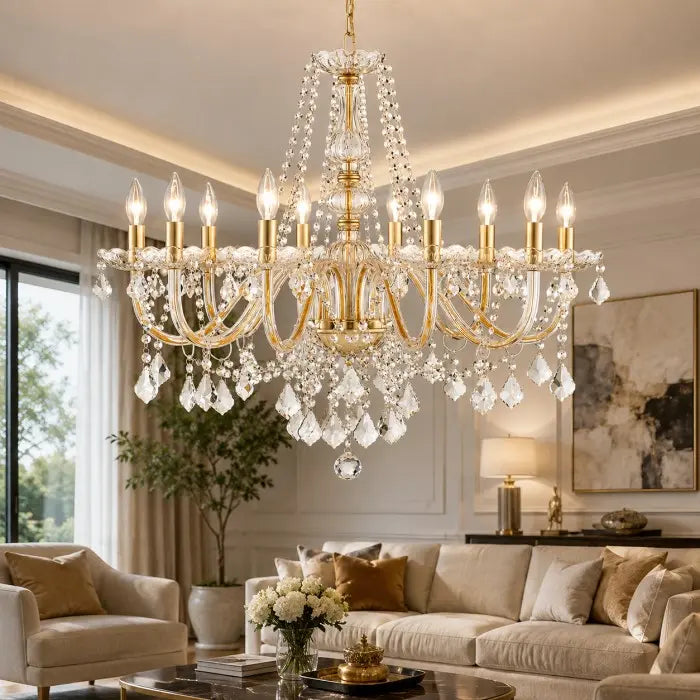 Modern 10-Light Chrome Crystal Chandelier for Dining Room, Luxury Large Pendant Ceiling Light Fixture for Living Room, Bedroom, Foyer & Entryway