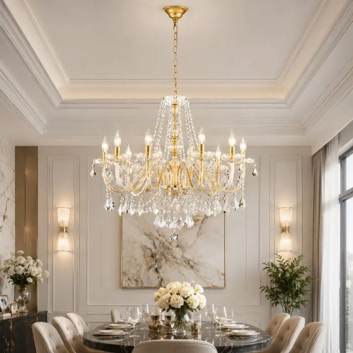 Modern 10-Light Chrome Crystal Chandelier for Dining Room, Luxury Large Pendant Ceiling Light Fixture for Living Room, Bedroom, Foyer & Entryway