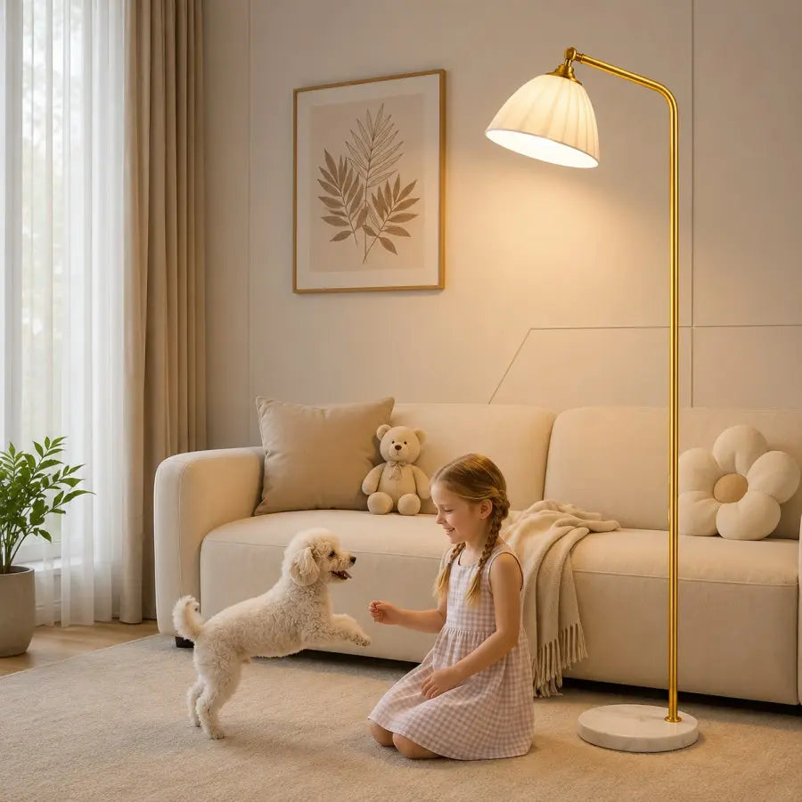 Modern 63" Floor Lamp with Marble Base – Adjustable Color Temperature Standing Lamp for Living Room, Bedroom, Office & Classroom