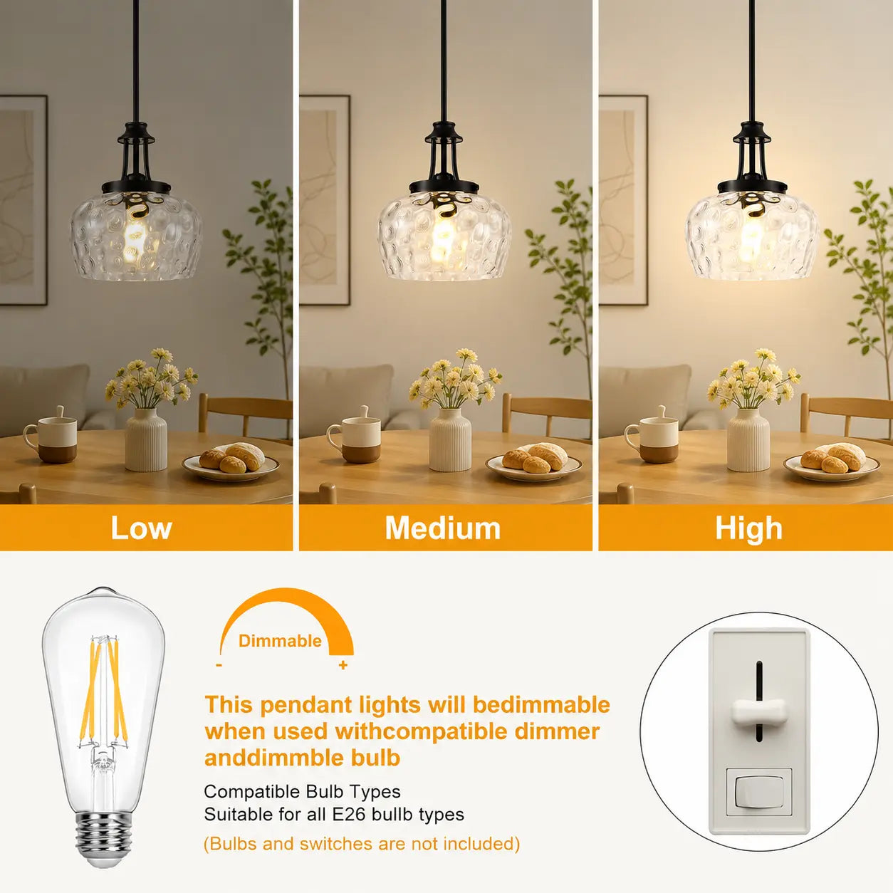 Modern Brushed Gold Bubble Glass Kitchen Island Pendant Light
